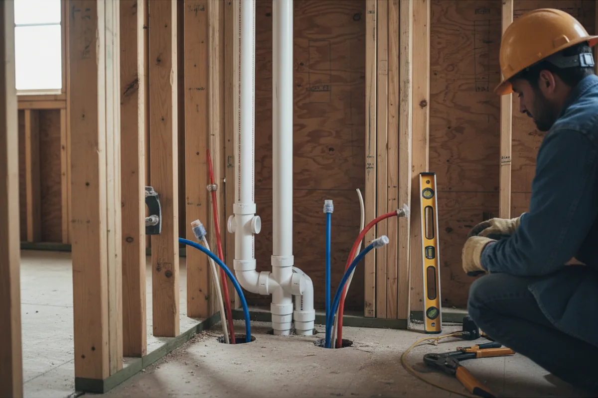 Drain and supply rough-in during Toilet Repair and Installation in Portage